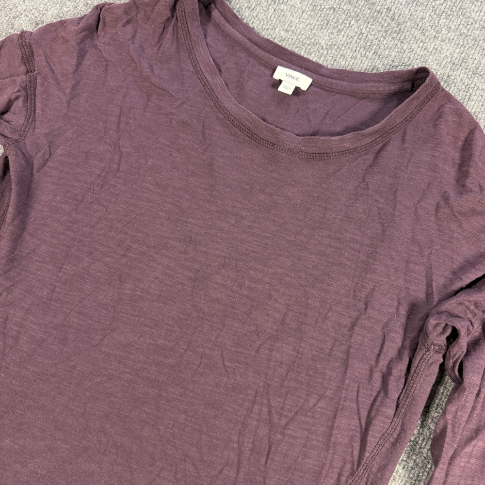 Vince Slub Knit Long Sleeve Cotton Tee Purple Size S Minimalist